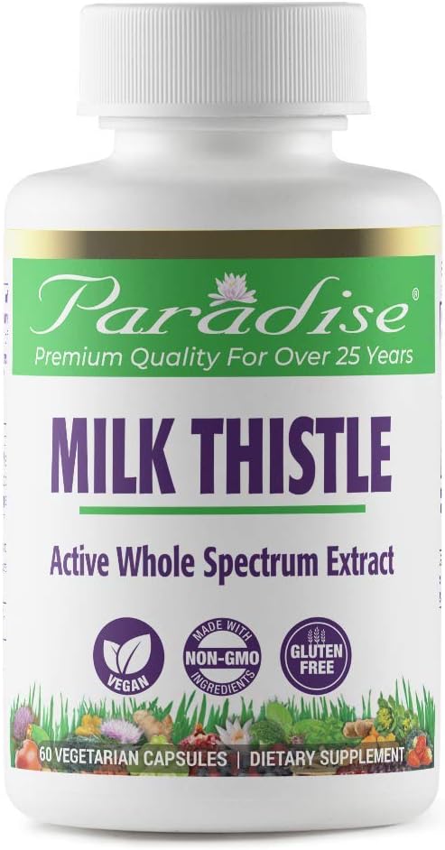 Paradise Herbs Milk Thattle 75:1 80% קפסולות צמחוניות, 60 הרוזן