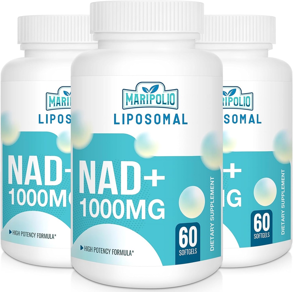 Liposomal NAD+ תוספת 1000 מ"ג | גבוה NAD פונטי | Max Absorption | Pure NAD תוסף | אנרגיה ותיקון דנ"א, הגנה, תפקוד המוח | 180 Softgels