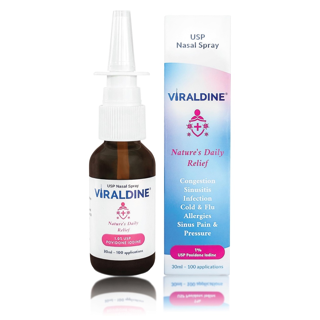 1% Povidone-Iodine Nasal Spray, Rapid Relief Formula, Helps Daily Congestion, 100 יישומים, 30 מ"ל