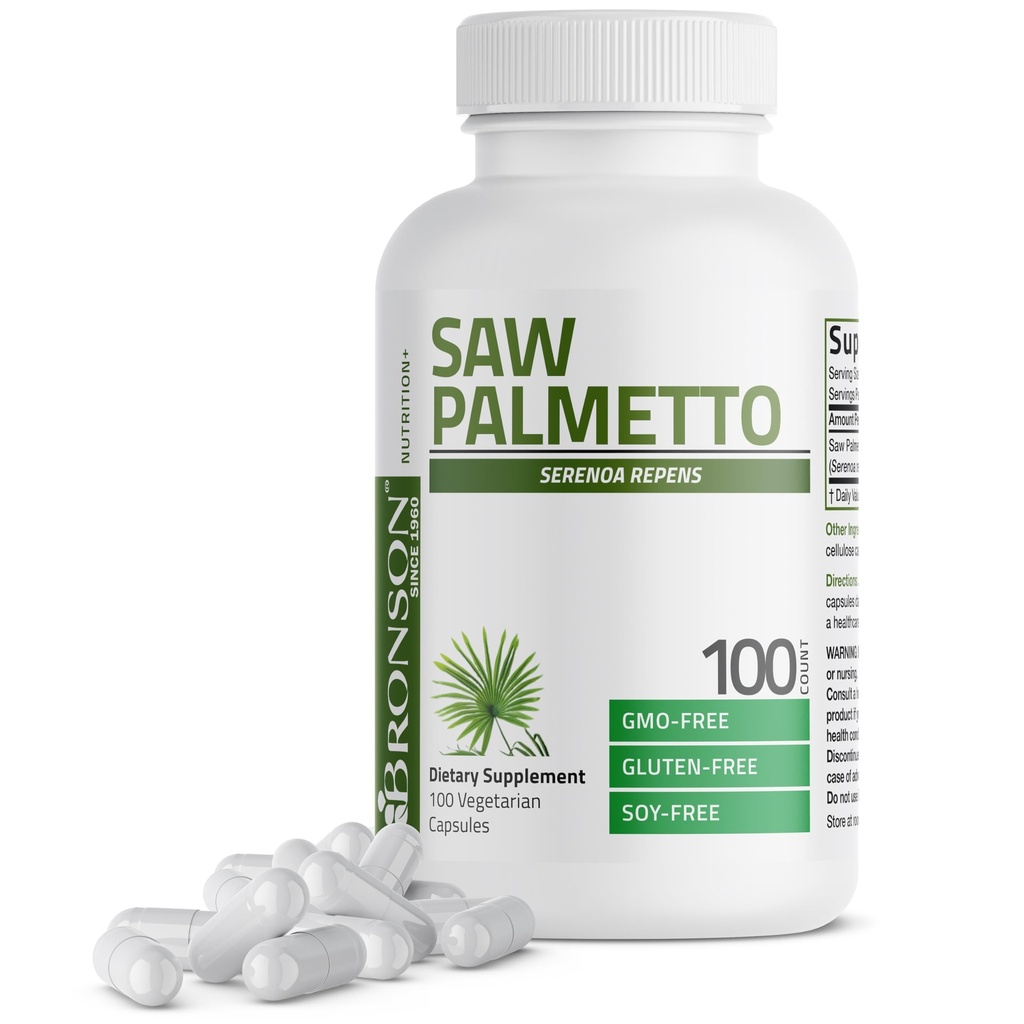 ברוונסון ראה את Palmetto תוספת כוח תומך בתפקוד Prostate & Urinary Health Support - Non GMO, 100 קפסולות צמחוניות
