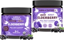 Llama Naturals Real Fruit Sambucus Elderberry חניכיים עבור ילדים ומבוגרים | לא תוספת סוכר Cane, טבעוני, אורגני Immune תמיכה