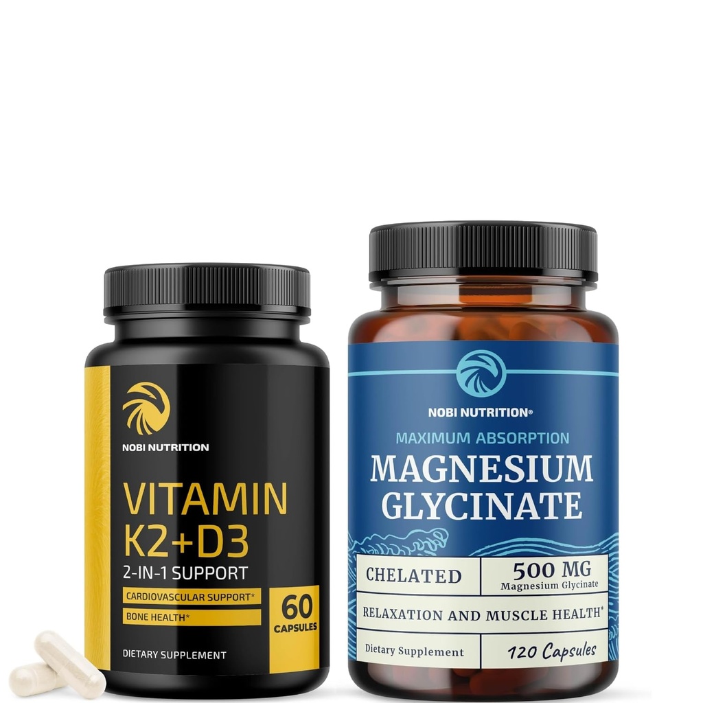 ויטמין D3 K2 ו- Magnesium Glycinate תוסף