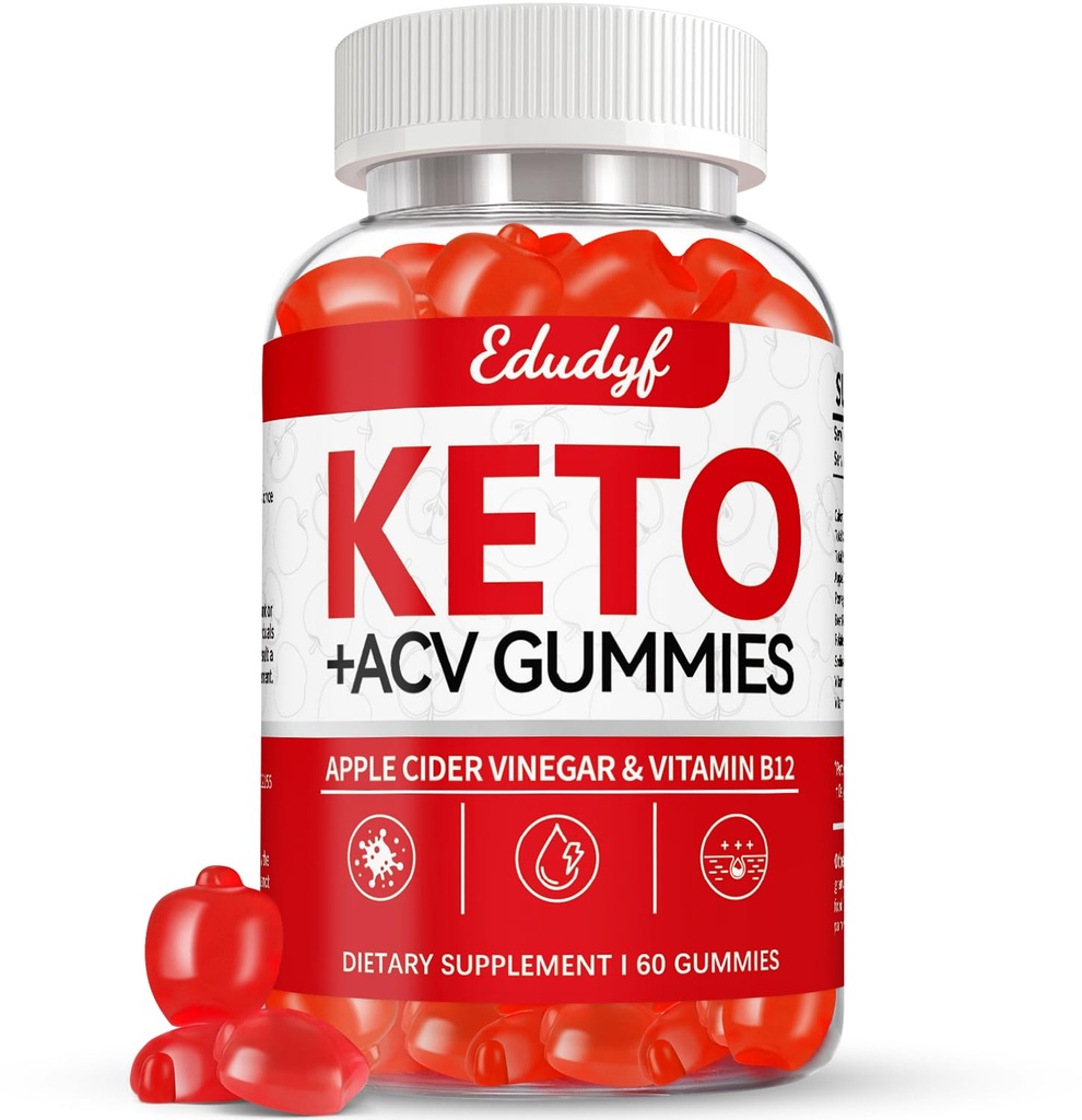 Keto ACV חניכיים - 60 Count Gluten-Free, Gelatin-Free Apple Cider Vinegarmies with B12 for Keto Support, Vegetarian, ייחודי Flavor, Convenient Bottled תוסף עבור גברים ונשים