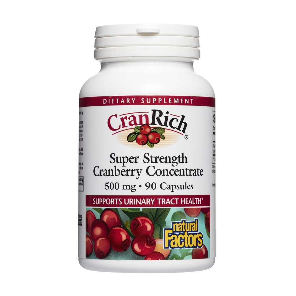 CranRich by Natural Factors, Super Power Cranberry Concentrate, Antioxidant תוסף לתמיכה ב- Urinary Tract, Non-GMO, 90 קפסולות