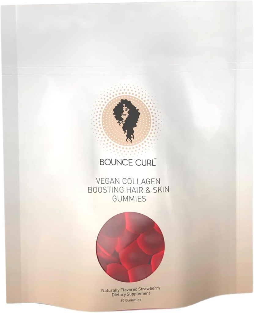 Bounce Curl Vegan Collagen Boosting שיער, Skin & Nails Gummies, 60 Strawberry חניכיים