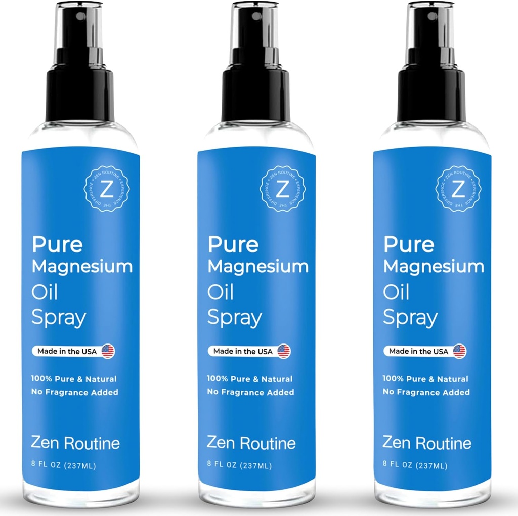 שמן מגנזיום טהור Spray - 8oz (3 Pack) - אורגני USP כיתה, שמן מגנזיום עבור רגליים, מגנזיום ממינרלים עתיקים - Aceite de Magesio paraesio לוס עוגות - Natural Magnesium Chloride, המיוצר בארצות הברית