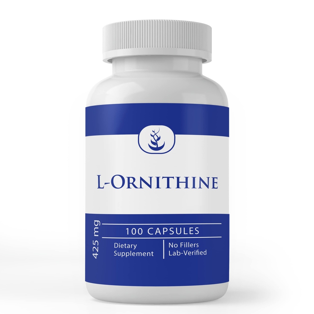 תרכובות מקוריות טהורות L-Ornithine, (100 קפסולות) תמיד טהורות, ללא תוספות או מילויים, מעבדה מאומתת
