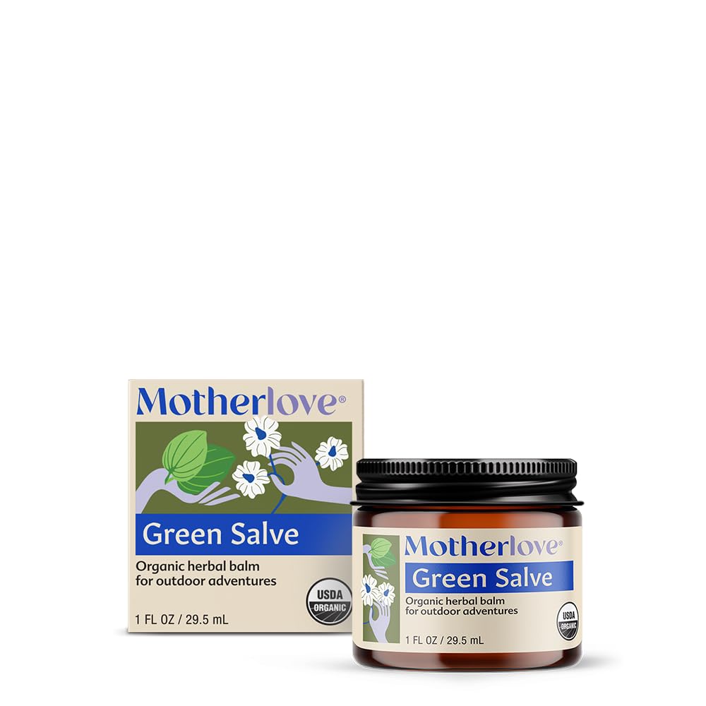 Motherlove Green Salve (1 oz) Family-Friendly Outside Adventure Ointment to Soothe Skin - USDA אורגני