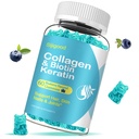 חניכיים ביוטין עם Collagen, Keratin, Hyaluronic Acid, ויטמין for Skin, Hair growth growth, Nails, Women Men Adults Kids - 60 Blueberry Flavored Gummies