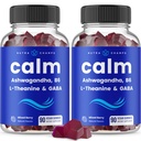 NutraChamps Calm Gummies, מתח חניכיים תוספת עם Ashwagandha, L-theanine, GABA, ויטמין B6 & לימון Balm, 90 מסטיקים (Pack of 2)