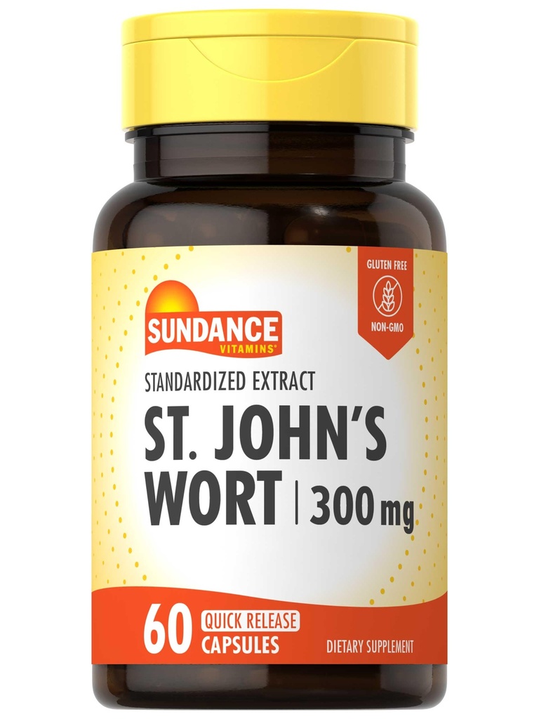 קפסולות ה Wort של ג'ון | 300 מ"ג | 60 Count | Non-GMO ו- Gluten Free Standardized Extracted