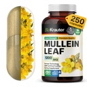 BIO KRAUTER Mullein קפסולות 1200 מ"ג 250 הרוזן - טהור מולליין צץ עבור Lungs - 125 ימים של אספקה - Lung ניקויse & Respiratory תמיכה - No Fillers, non-GMO