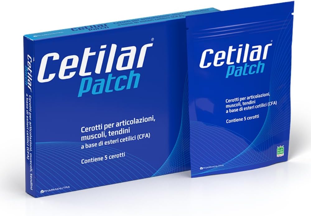 Cetilar Patch - 5 פטנים בלתי אפשריים עם חומצות שומן מתקדמות עבור לטווח ארוך משותף וכאב כאב כאב כאב כאב כאב, שיפור ניידות, וספורט התאוששות - הזיעה & מים עמיד - Doping חינם