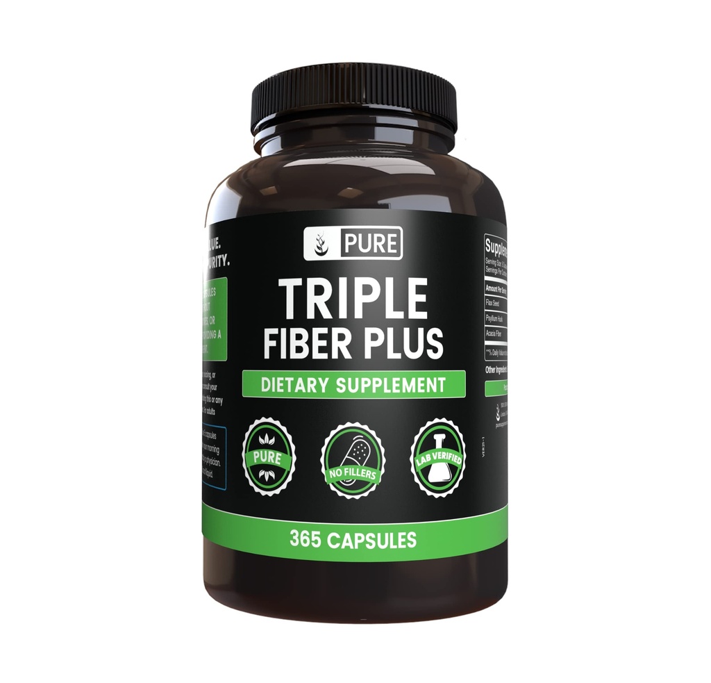 מרכיבים מקוריים טהורים משולשים (365 קפסולות) No Magnesium Or Rice Fillers, Always Pure, Lab מאומתת