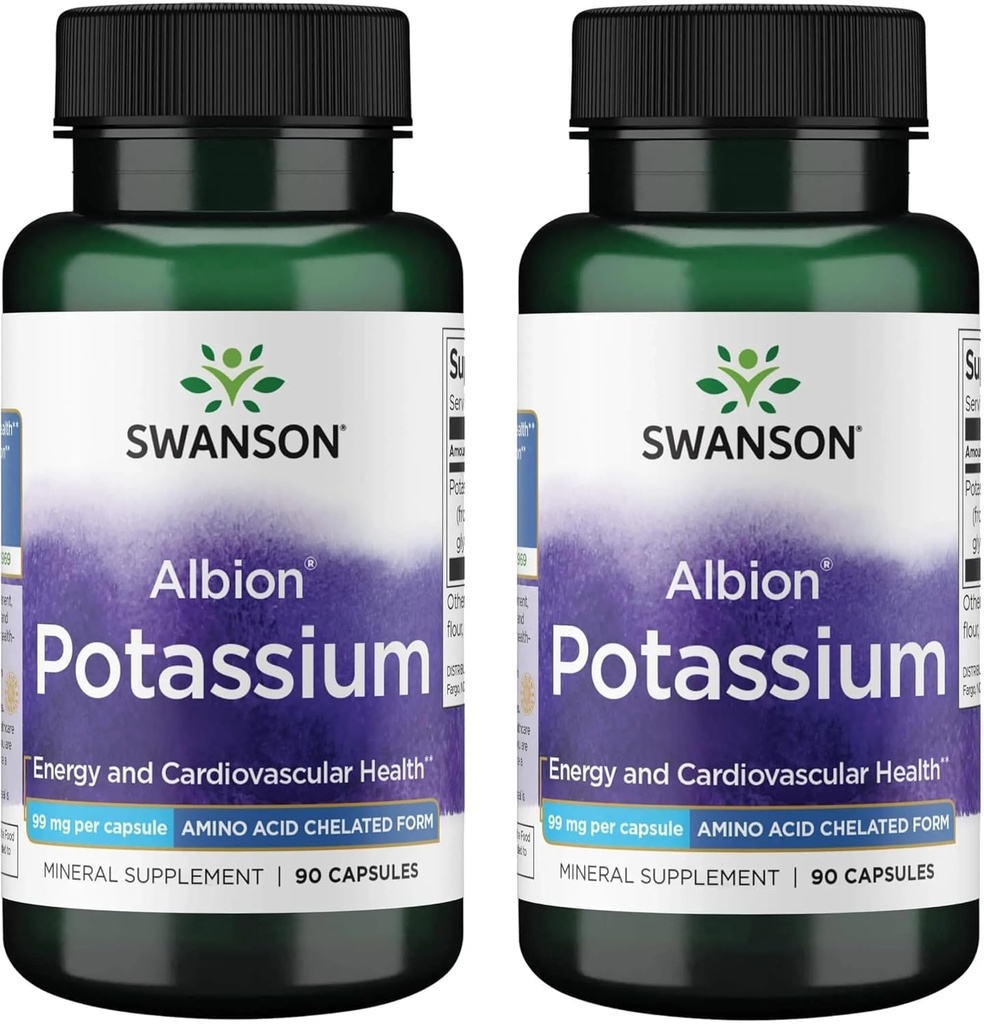 Swanson Albion Complex Potassium 99 מיליגרם 90 קפסולות - (2 Pack)