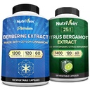 Nutrivein Premium Berberine 1200mg & Citrus Bergamot לחלץ 1400mg Bundle - Ceylon Cinnamon & 25:1 Bergamia Extract - ניהול משקל & Immune Support Plus Heart Health - 120 קפסולות לכל אחד