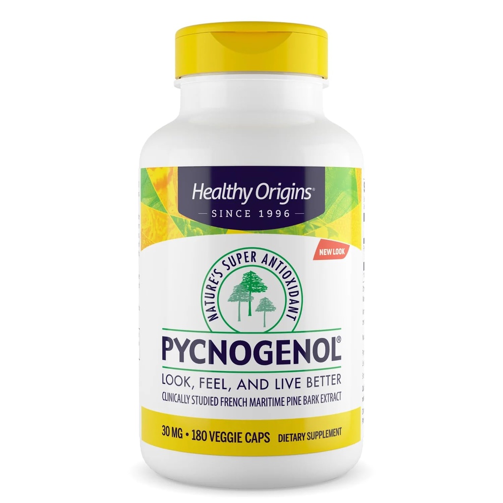 מקורות בריאים Pycnogenol 30 מ"ג ( Super Antioxidant, non-GMO, Gluten Free, Cardiovascular Support), 180 וggie Capsidant