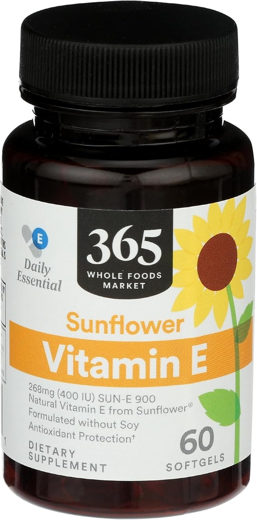 365 על ידי Whole Foods Market, Sunflower ויטמין E, 60 ct
