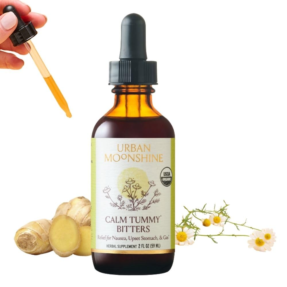 Urban Moonshine Calmmy bitters - אורגני מוסמך - הקלה עבור Nausea & Upset Stomach* - Bloating Relief * Soothes Digest - Digestive bitters - Gluten Free Herbal תוסף - 2 Fl Oz Oz Oz