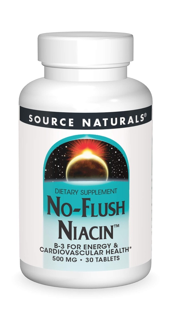 מקור: Naturals No-Flush Niacin, B-3 for Energy & Cardiovascular Health * 500 מ"ג - 30 טבליות