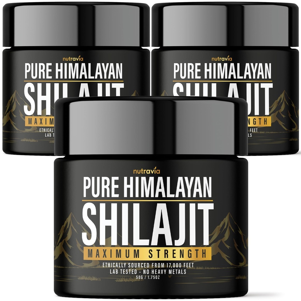 (3 Pack) Shilajit Pure ההימלאיה אורגני Resin - מעבדה טבעית Authentic Tested Formula for Men, Women - No Heavy Metals - 600 מ"ג מקס כוח עם 85+ Trace מינרלים זהב כיתה שילאג'יט