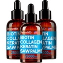 PrimeMD 4in-1 נוזל biotin Collagen Keratin Saw Palmetto טיפות (3 Pack) Bundle - 25000mcg Hair Nails ו- Skin ויטמינים לנשים & גברים - 2 Fl Oz כל אחד, Watermelon Flavor, Gluten-Free, non-GMO