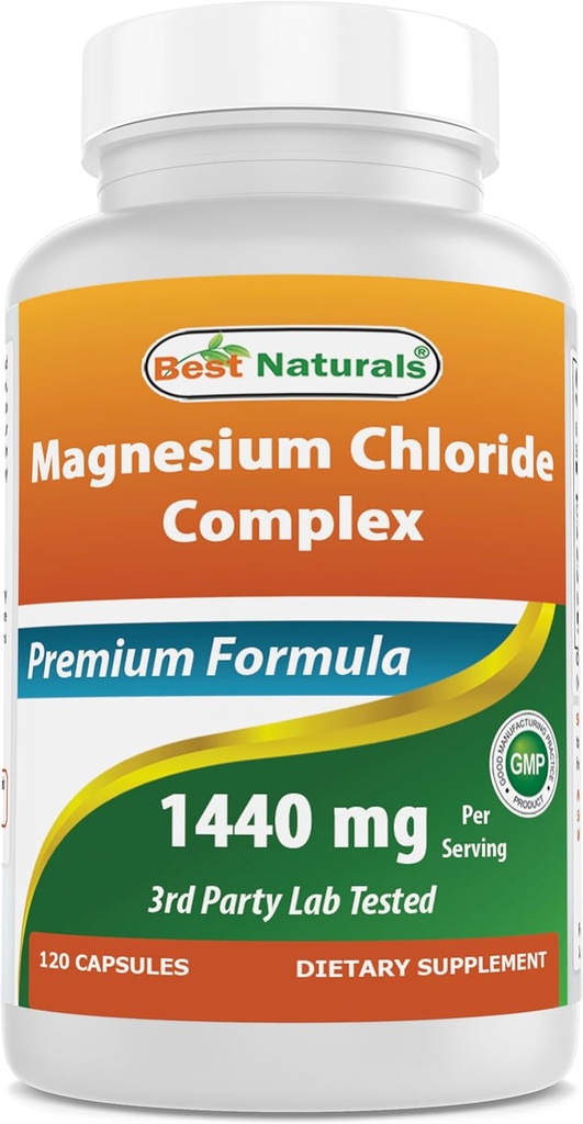 Best Naturals Magnesium Chloride (Cloruro De Magnesio) מורכב 1440 מ"ג לשרת - 120 קפסולות