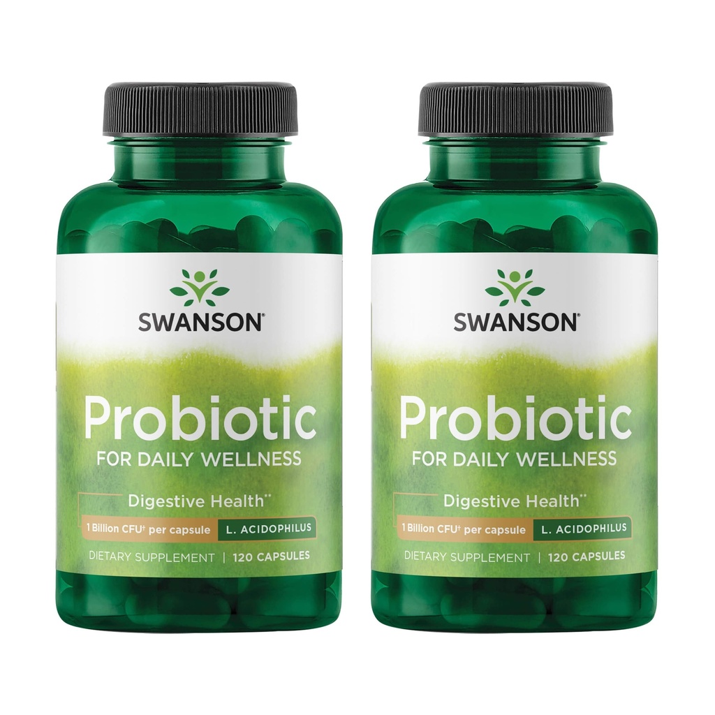 Swanson Probiotic - Digestive Health Supplement W / 1 מיליארד CFU לקפסולה - פורמולה טבעית תומכת ב- Bowel סדירות & Daily Wellness - (120 קפסולות) (2 Pack)