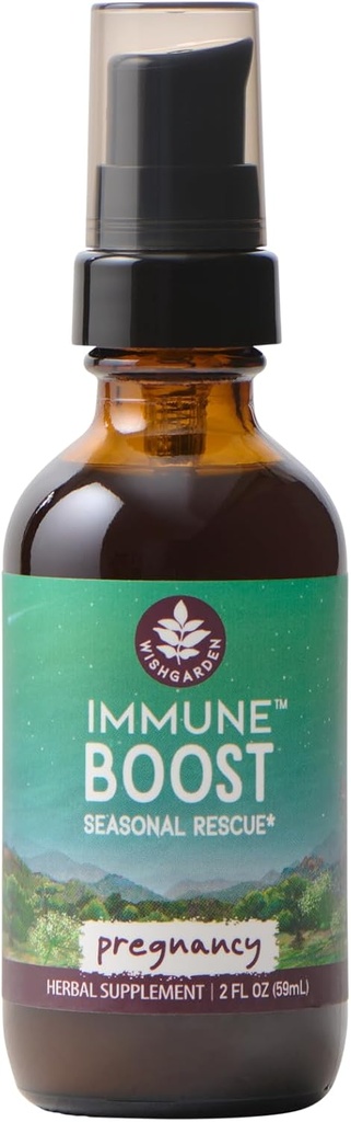 WishGarden Herbs Immune Boost for Pregnancy - Plant-based Herbal Immune תוסף W/Echinacea, Immune Boost Tincture עבור אמהות בהריון ופוסטפורמיות, תמיכה במערכת הריון בטוחה Immune, 2oz 2oz