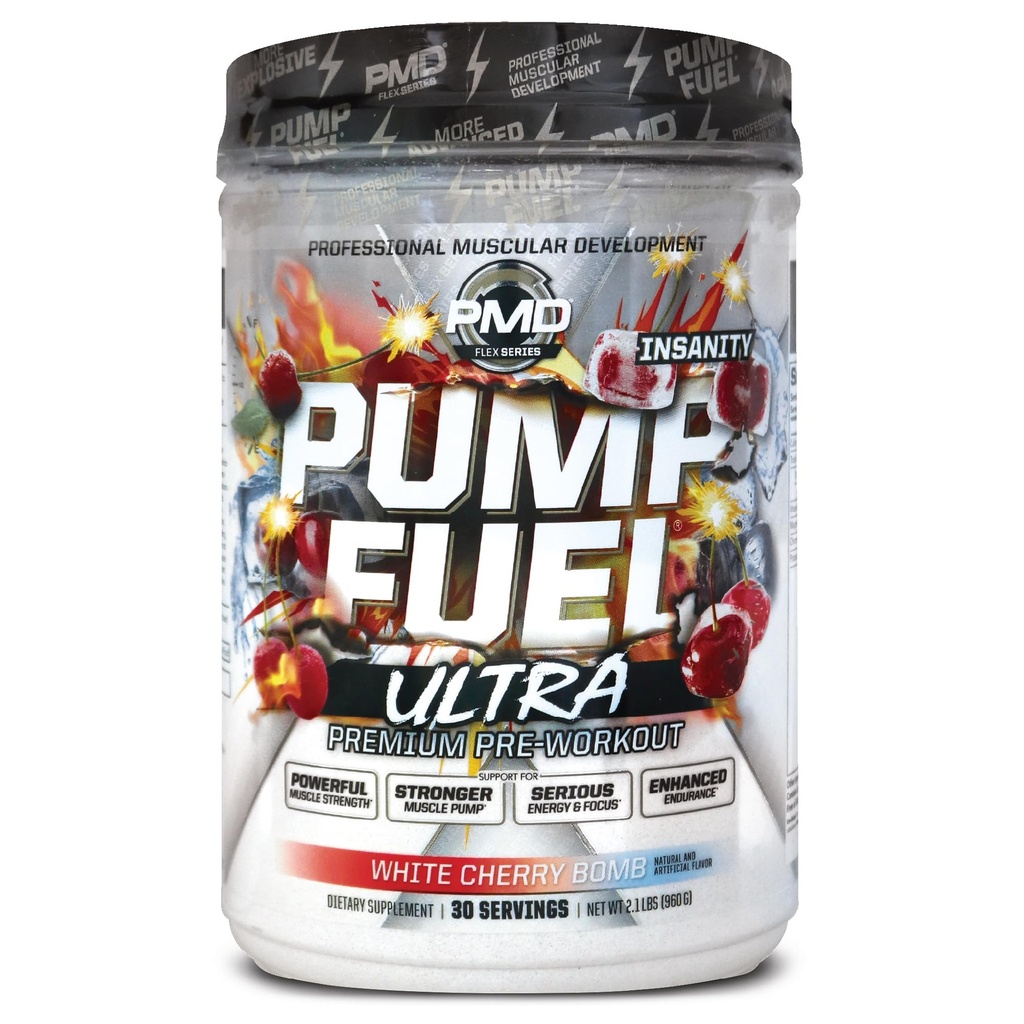 PMD ספורט משאבת דלק אולטרה Insanity - Premium Pre Workout אבקת ושומן שרירים, מוקד גדול יותר, אנדורנס & Recovery, Premium Creatine, Arginine & Beta Alanine - Cherry Bombsicle (30 משרתים)