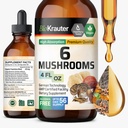 BIO KRAUTER 6 Mushrooms תוספת 6-in-1 - Lions Mane, Shiitake,Turkey Tail, Cordyceps, Reishi & Chaga נוזל לחלץ - Mushroom Complex Tincture - טבעוני טיפות 4 Fl.Oz.