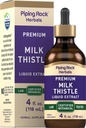 Piping Rock Milk Thistle Extracts | 4 Fl Oz | Herb Tincture תוסף | אלכוהול חינם | אלכוהול חינם | Non GMO, Gluten Freeten