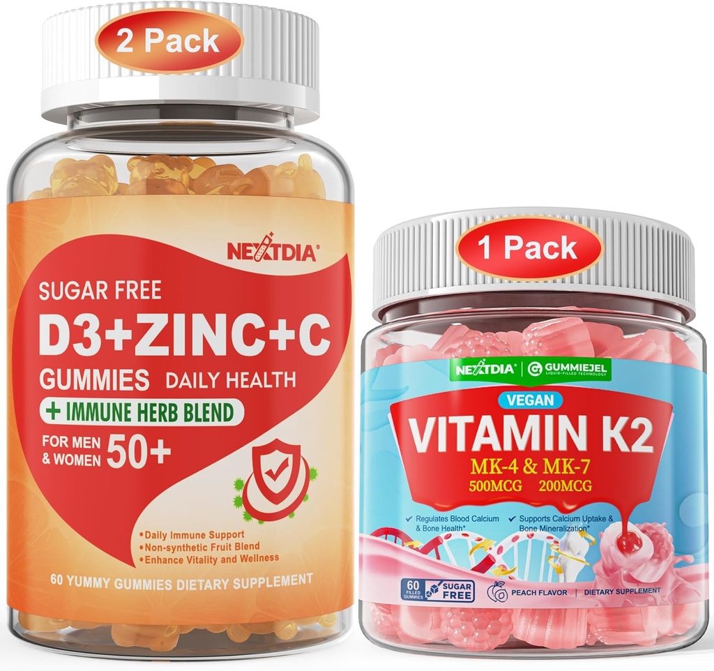 Bundle: ויטמין C + D3 + Zinc Gummies למבוגרים 50 + ויטמין K2 חניכיים