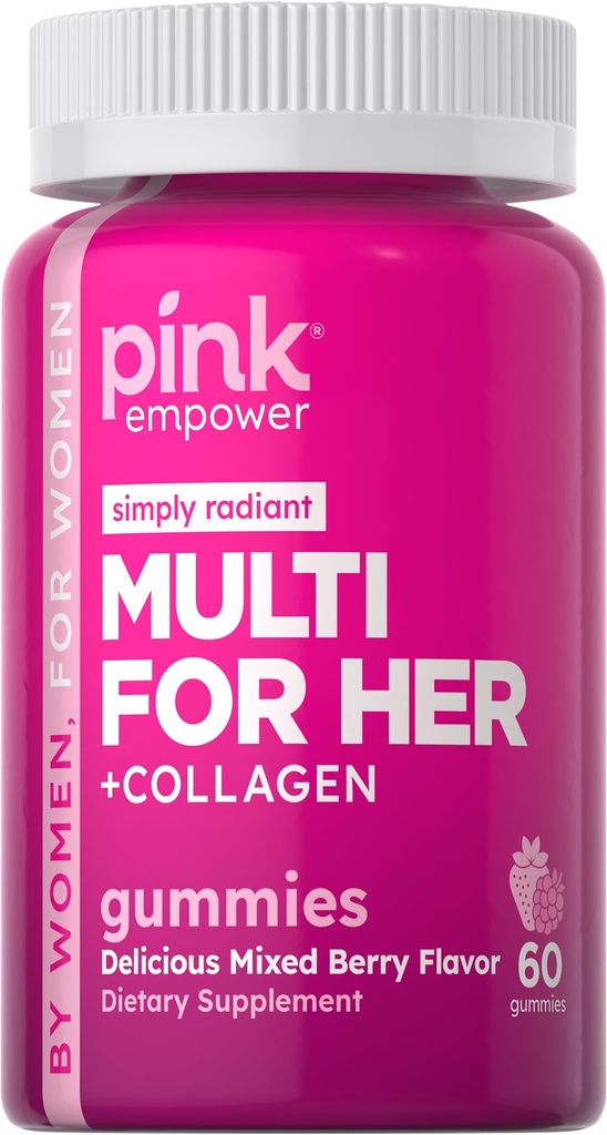 PINK Multivitamin Gummies for Women | Non-GMO Glu &ten Free | Plus Collagen & Biotin