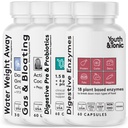 Youth & Tonic Bloating Relief with Pre & Probiotics from Water Retention, Gas or Food Digestion with Water Pills, נוזל מופעל Charcoal and Digestive Enzymes Bundle Pack