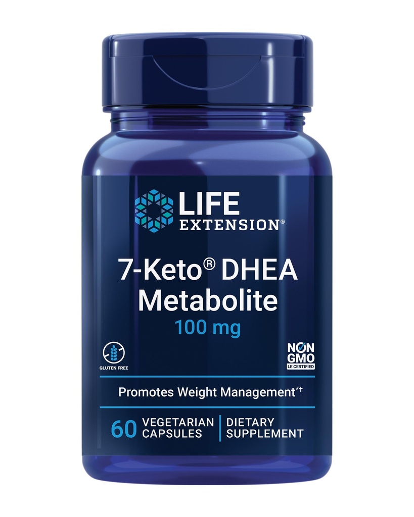 Life Extension 7-Keto DHEA Metabolite - Crank Up Your Fat-Burning Furnace - Non-GMO - Gluten-Free - 100 Mg - 60 קפסולות צמחוניות