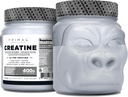 אבקת Monohydrate Primal Creatine Monohydrate (400 גרמים) | Unflavored Micronized Creatine שרירים תוספת עבור Pre-Workout & Recovery | 5g Creatine Monohydrate לכל המשרתים