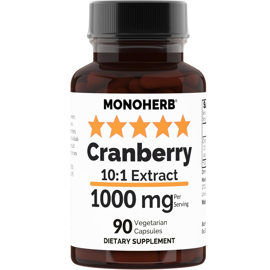 MONOHERB Cranberry לחלץ 1000 מ"ג - 90 קפסולות צמחוניות