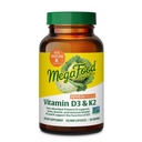 Mega Food ויטמין D3 5000 IU (125 mcg) - תוספי Vegetarian עם ויטמין D3 K2 - תומך עצמות, שיניים, שרירים ובריאות החיסון - מוסמך non-GMO - 120 מיני קפסולות, 120 משרתות