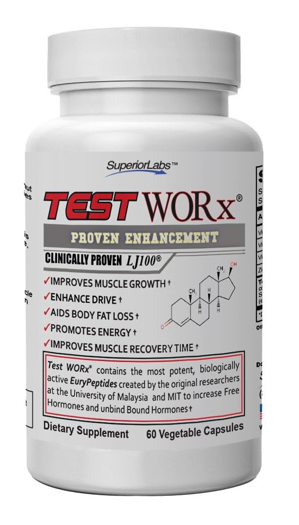 מבחן גבוה מעבדות מבחן Worx טבעי טסטוסטרון Booster תוספת עם פרובנס LJ100 ו 8 רכיבים אחרים Powerful - עלייה ניכרת באנרגיה, אמינה, התאוששות, שינה ו Mood