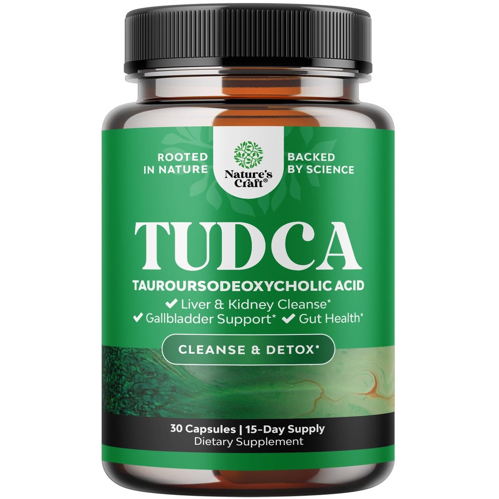 תוסף Bile Salt TUDCA - תוספת כוח TUDCA 500 מ"ג למלחי Bile עבור Gallbladder Kidney ו- Liver Support - High Purity Tauro Ursodeoxycholic Acid Liver ו Gallbladder ניקויse ניקוי