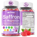 Saffron with Magnesium Glycinate Gummies, 2 חודשים אספקה -Sugar חינם Magnesium 400 / 200 מ"ג w / Saffron,Rhodiola,Rosemary, B6,B12,D3 עבור S-leep, Calm, Focus, להירגע, Nerve, Melatonin Freemiesemary
