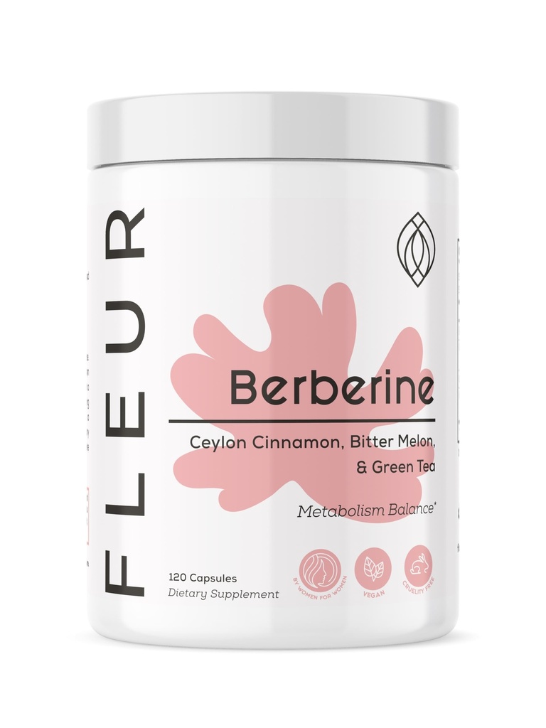 FLEUR Berberine HCL עם Cynnamon אורגני, Bitter Melon & Green Tea לחלץ, תומך הלב, העיכול, מערכת החיסון, תמיכה Vitality עבור גברים ונשים, Non-GMO & טבעוני, 120 קפסולות