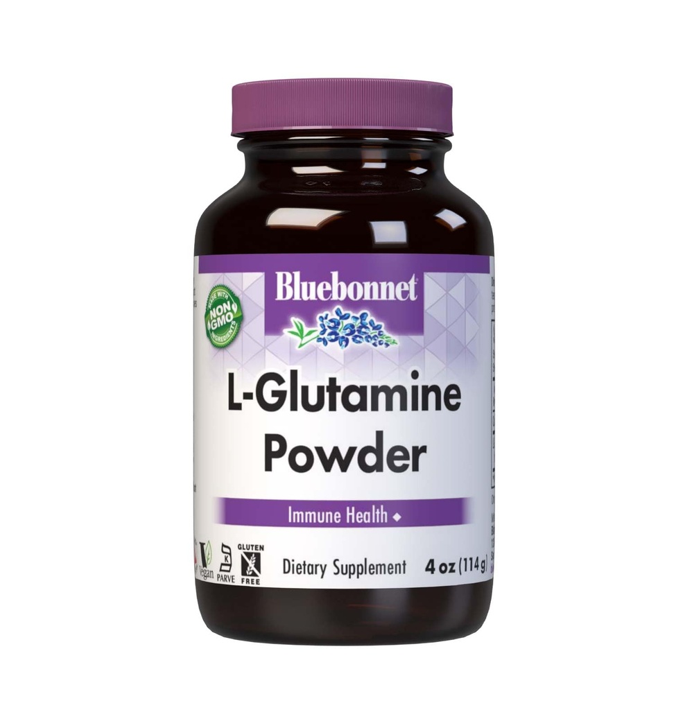 Bluebonnet Nutrition L-Glutamine אבקה 5000 מ"ג, תומך בתפקוד Immune*, Nitrogen Transporter*, Soy-Free, Gluten-Free, non-GMO, מוסמך כשר, טבעוני, 4 ozבק, 23 משרתות