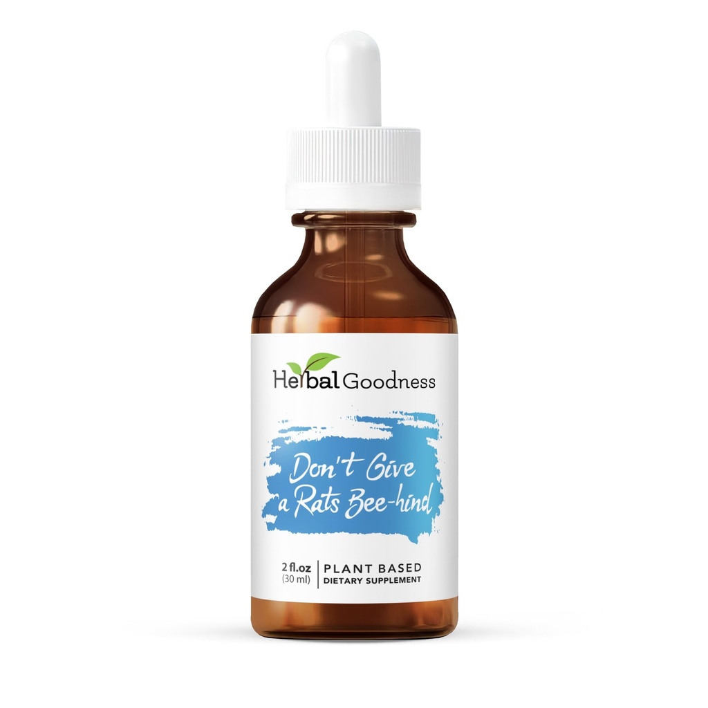 Herbal Goodness Don't Give a Rats Bee-hind - 2 Fl.oz - Calm Aid, Herbal Supplement, Kava Drops, Chamomile Supplement, Lemon Balm | Calming Supplements for Adults, Supports Relaxation