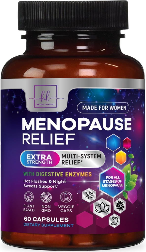 תוספי Menopause לנשים עם Dong Quai, Chaste Berry, Black Cohosh, 8 מיליארד CFU Probiotics - Hot Flash Night Sweats & Menopause הקלה Probiotic עבור Vaginal, Digestive Health - 60 קפסולות