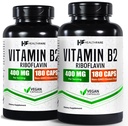 Healthfare Vitamin B2 Riboflavin 400 mg | Pack of 2 | 180 Veg Capsules Each | Supplement | Gluten-Free | Non-GMO