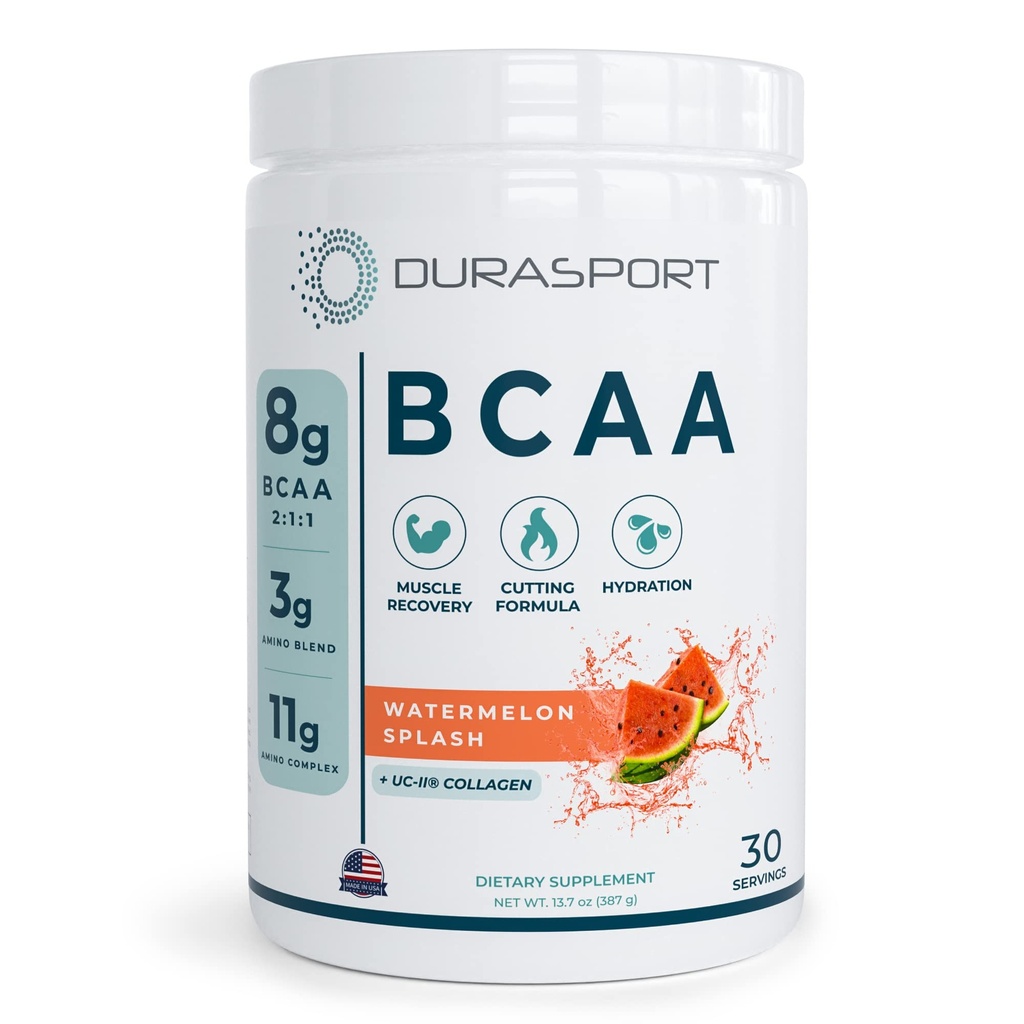 Durasport - 11g Sport BCAA | שריר התאוששות, אנרגיה ושיקום פוסט עבודה +UC-II Collagen | 8 גרמים 2:1 שרשרת Amino Acids + 3g Amino & hydrotion בלנדר | Watermelon, 30 משרתת