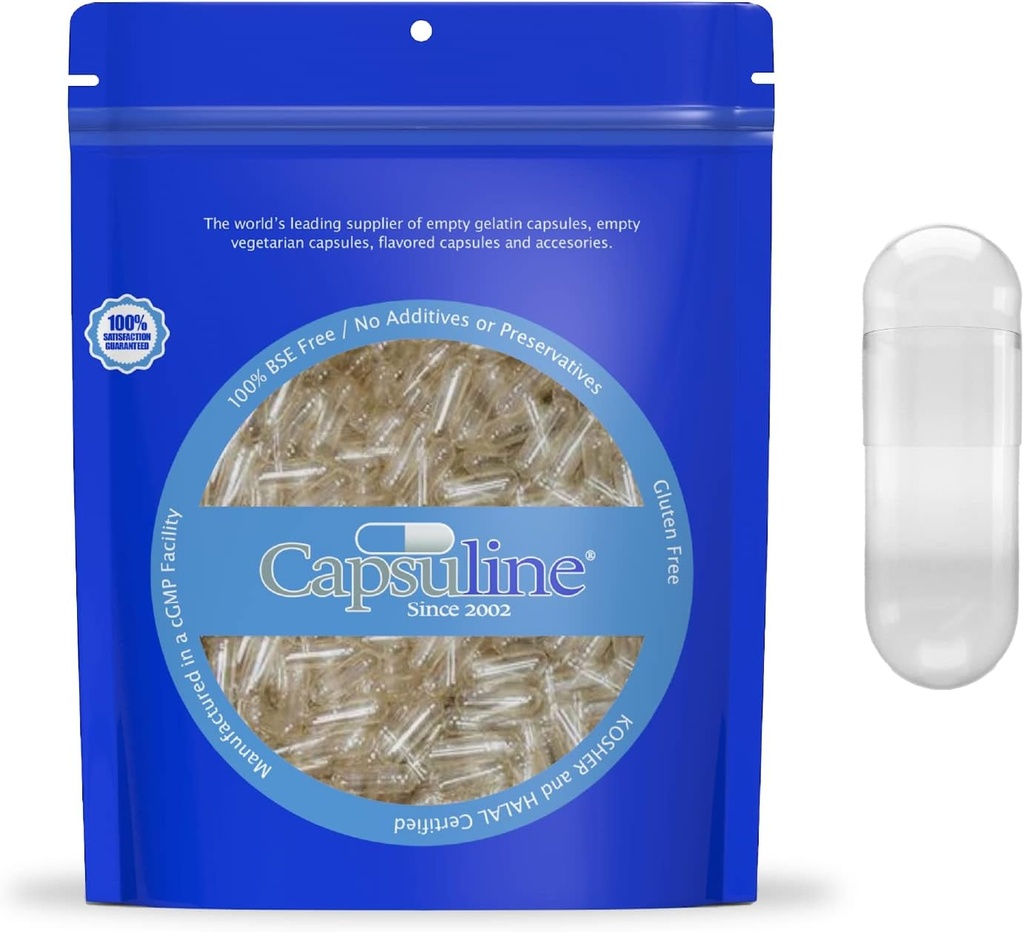Capsuline Size 000 - קליר טבעוני קפסולות - 5,000 הרוזן - קפסולות גלולות ריקות Veggie - קפסולת ירקות DIY מילוי - Caps ריקה - כשר וההליל מוסמך - non-GMO מוסמך מוסמך
