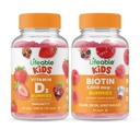 ויטמין D ילדים + Biotin ילדים, חניכיים Bundle - גדול Tasting, ויטמין תוסף, Gluten חינם, GMO חינם, Chewable Gummymy